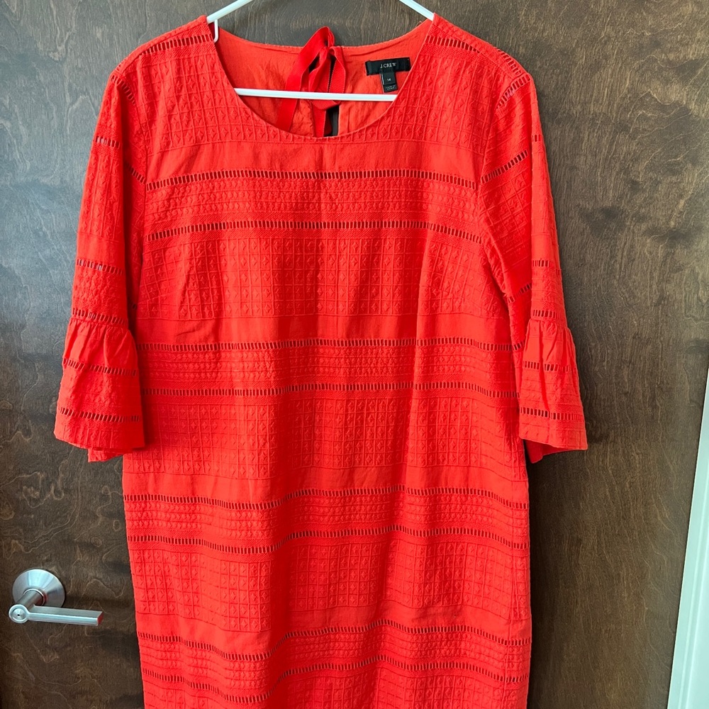 JCrew Eyelet 3/4 Sleeve Shift Dress
